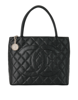 Medallion Tote, Caviar, Black, 7978987 (2002-3), 2*